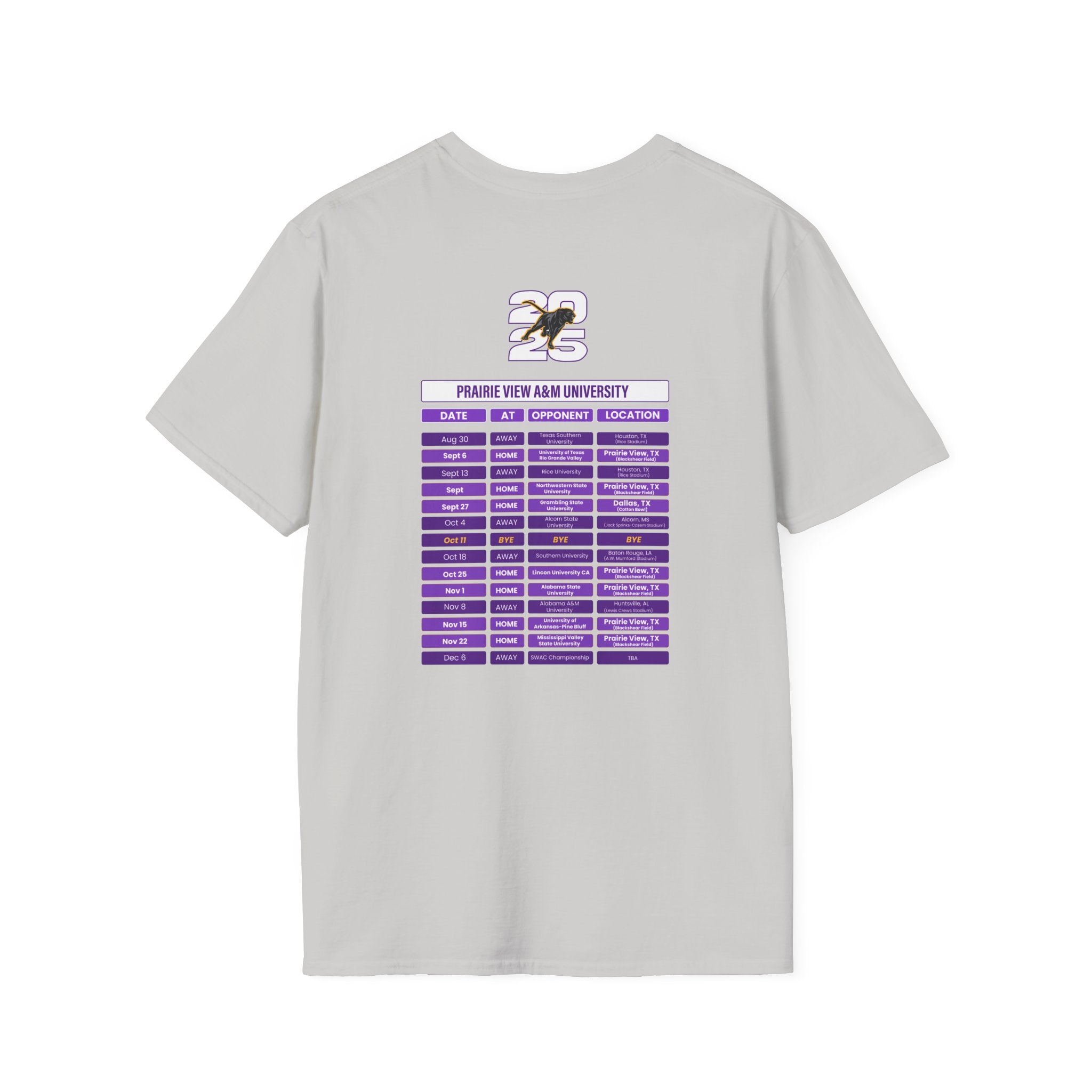 Prairie View A&M University Schedule T-Shirt- Unisex Softstyle