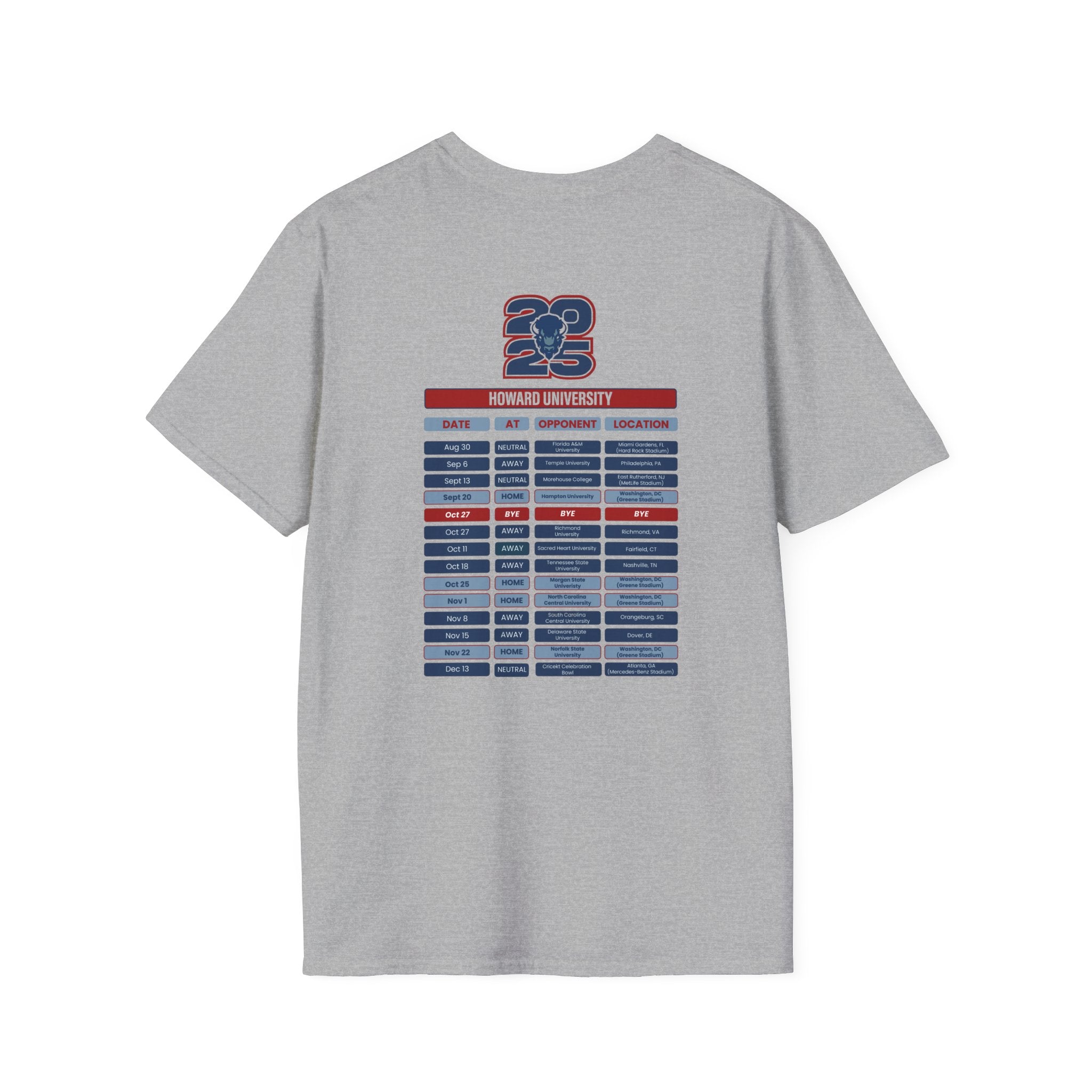 Howard University Schedule T-Shirt- Unisex Softstyle