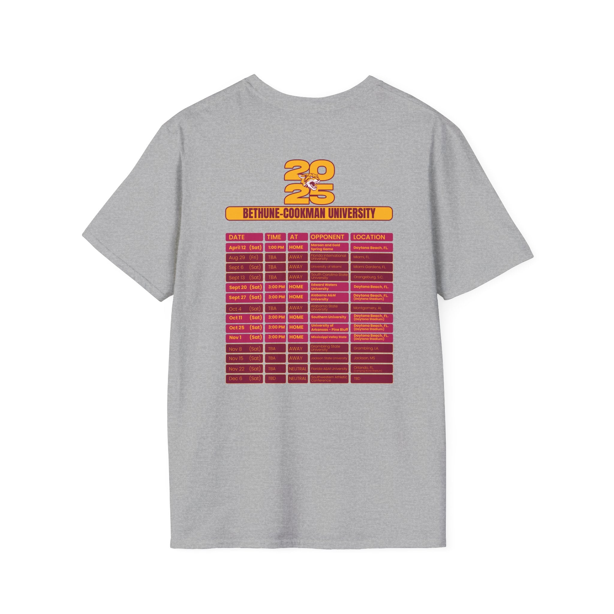 Bethune-Cookman University Schedule T-Shirt- Unisex Softstyle