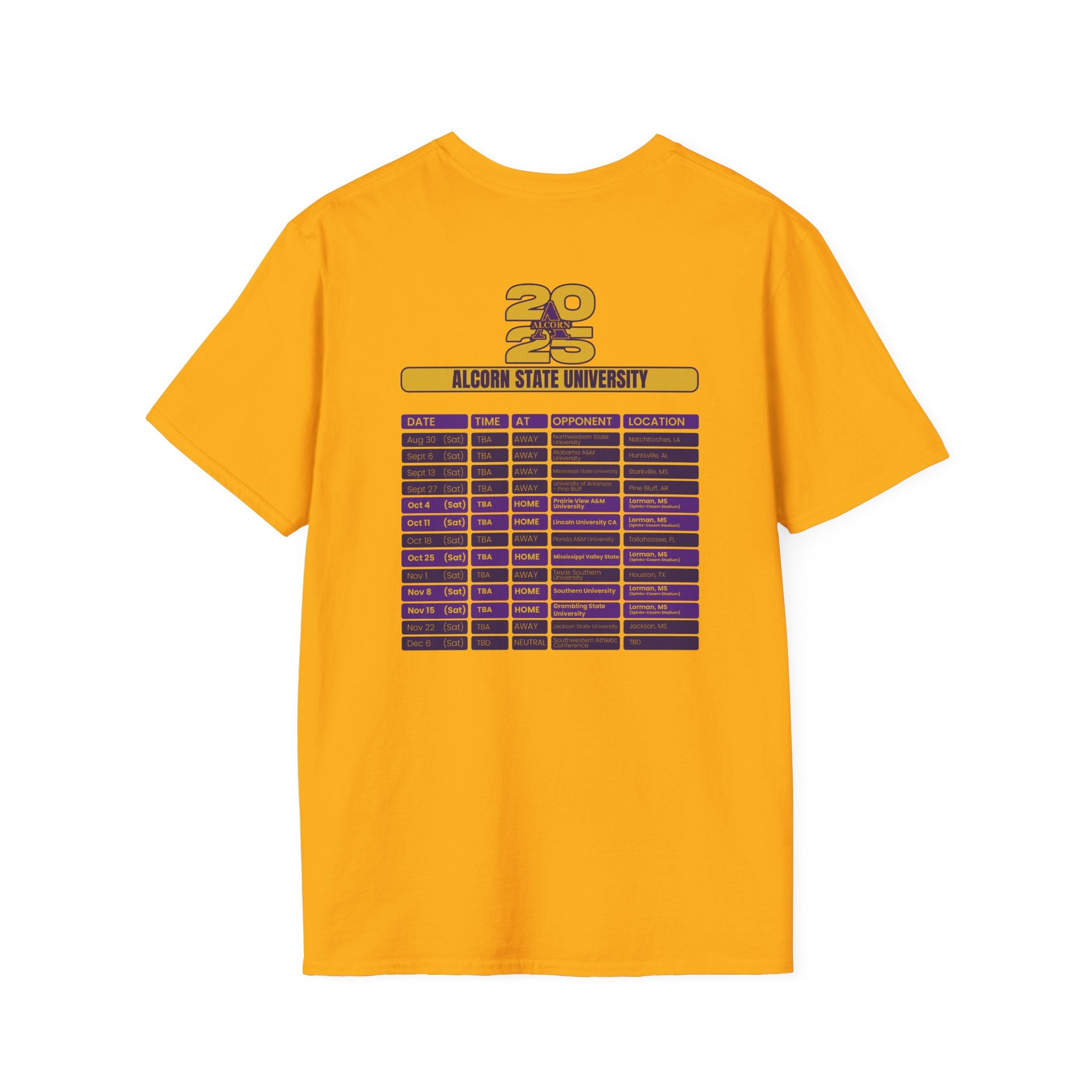 Alcorn State University Schedule T-Shirt- Unisex Softstyle