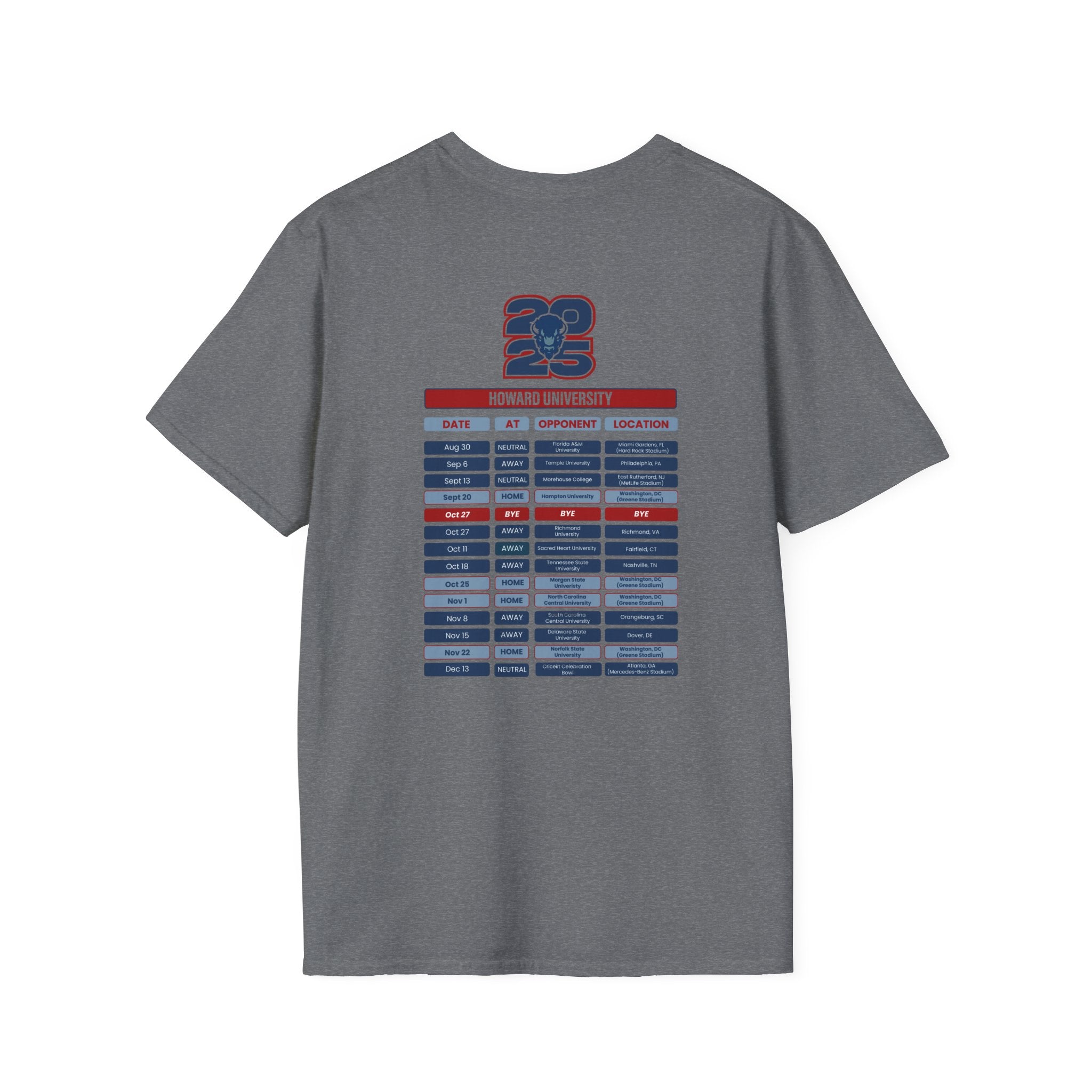 Howard University Schedule T-Shirt- Unisex Softstyle