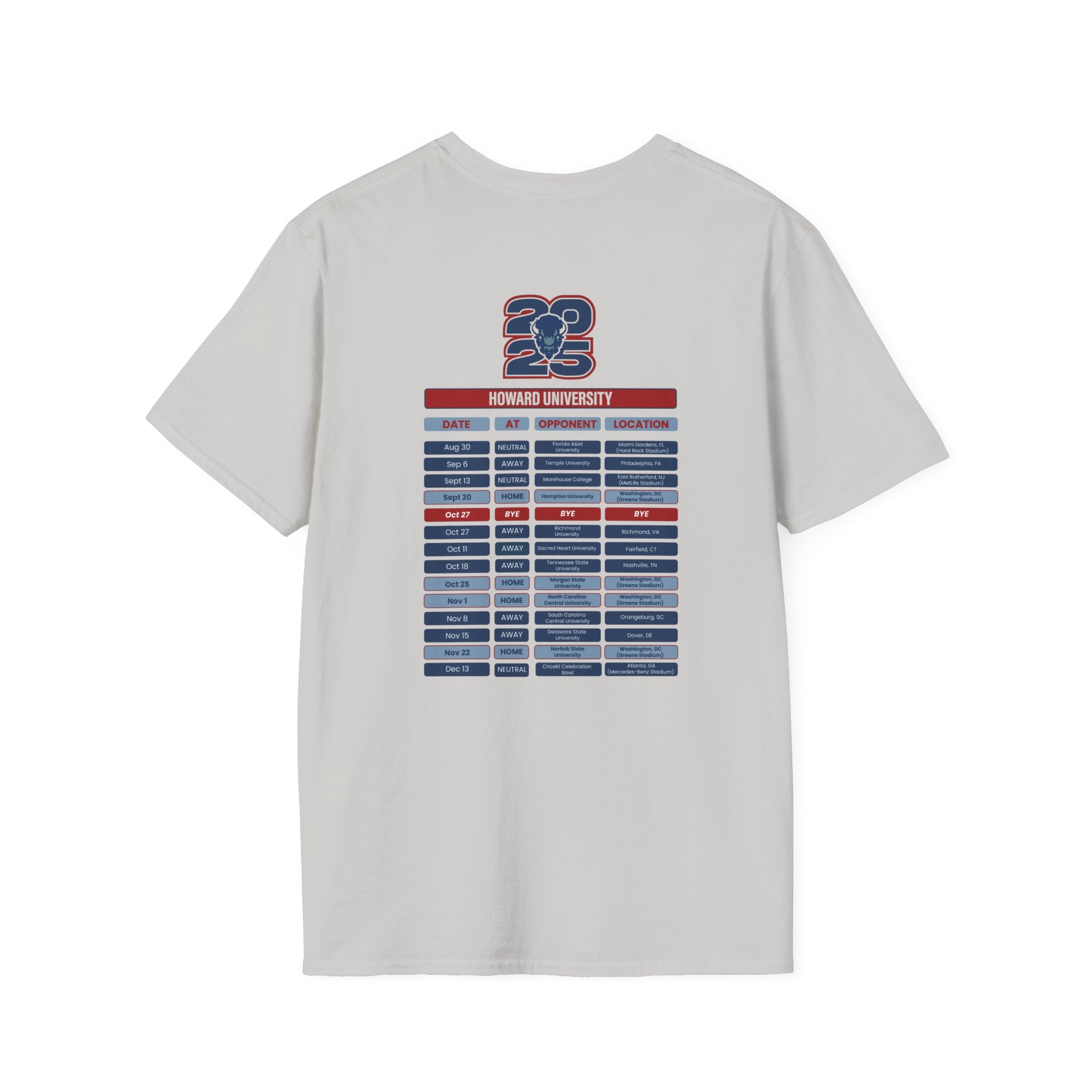 Howard University Schedule T-Shirt- Unisex Softstyle