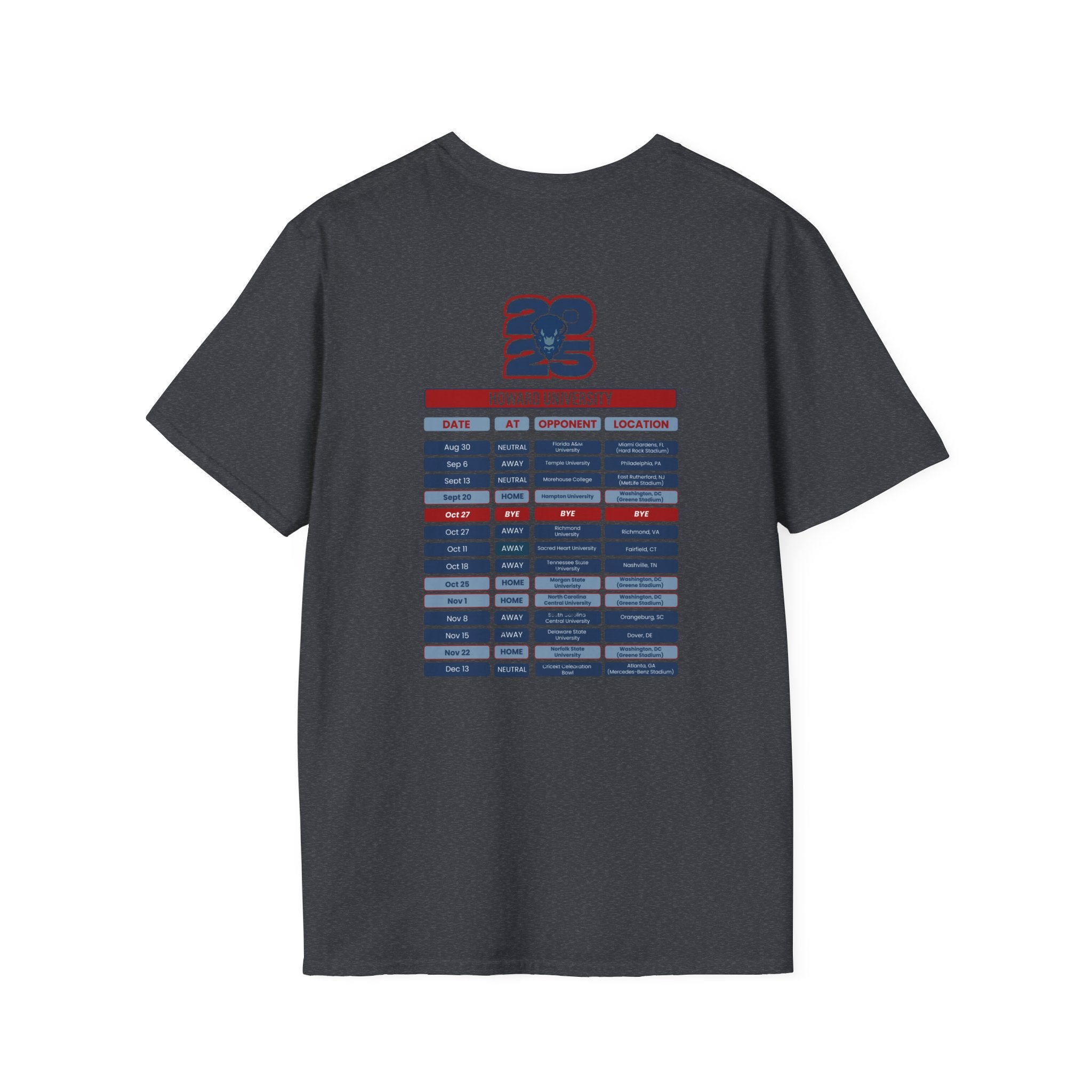 Howard University Schedule T-Shirt- Unisex Softstyle