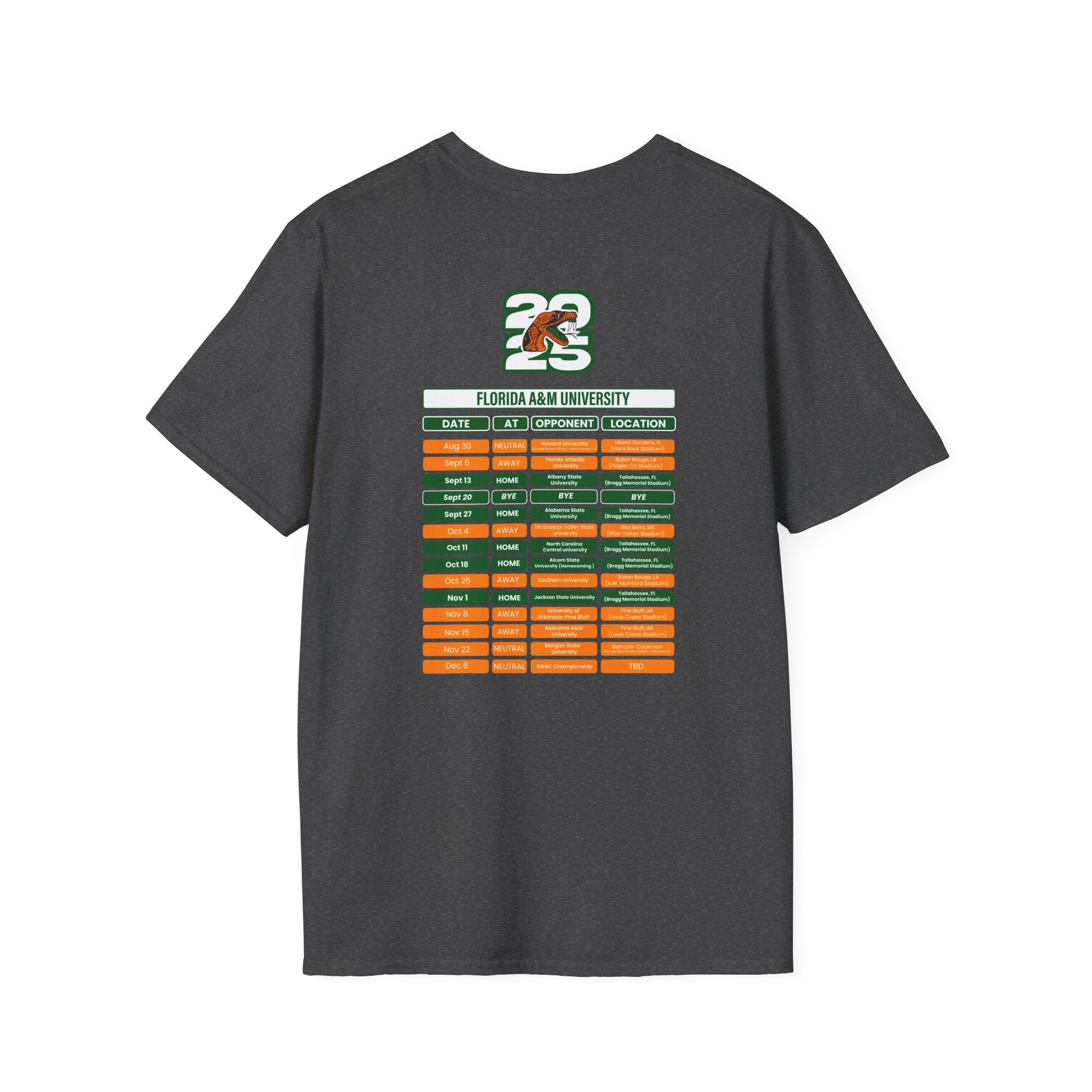 Florida A&M University Schedule T-Shirt- Unisex Softstyle