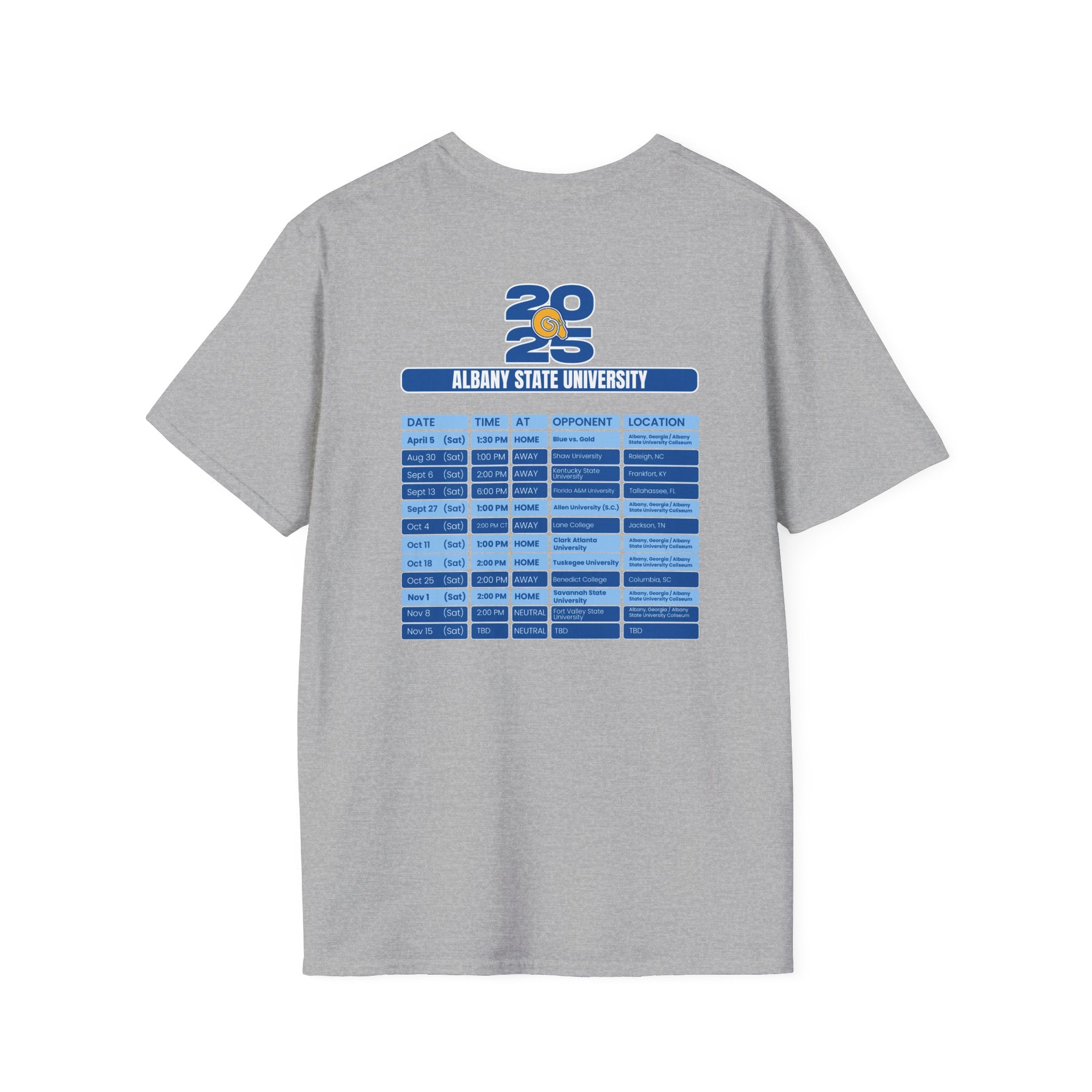Albany State University Schedule T-Shirt- Unisex Softstyle