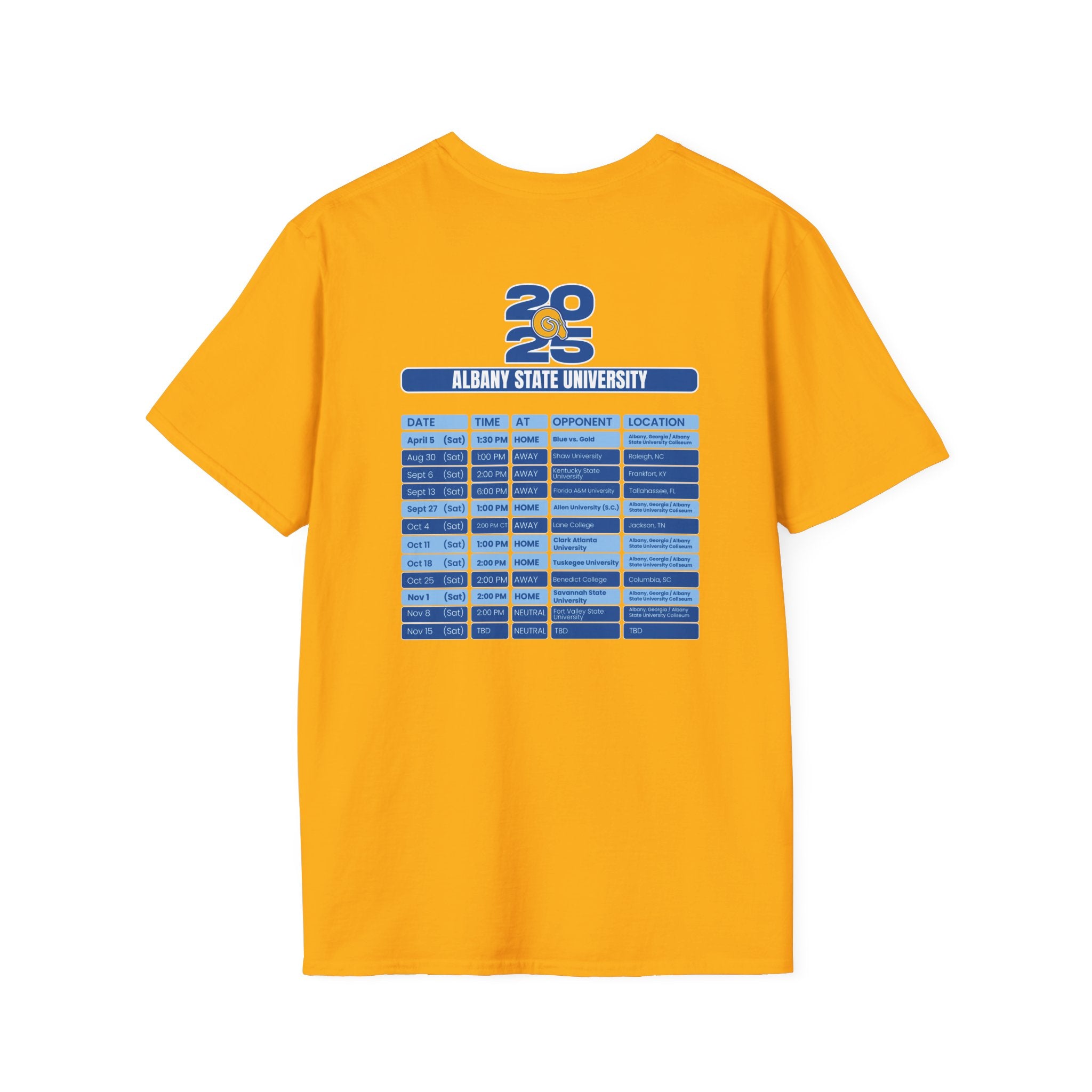 Albany State University Schedule T-Shirt- Unisex Softstyle