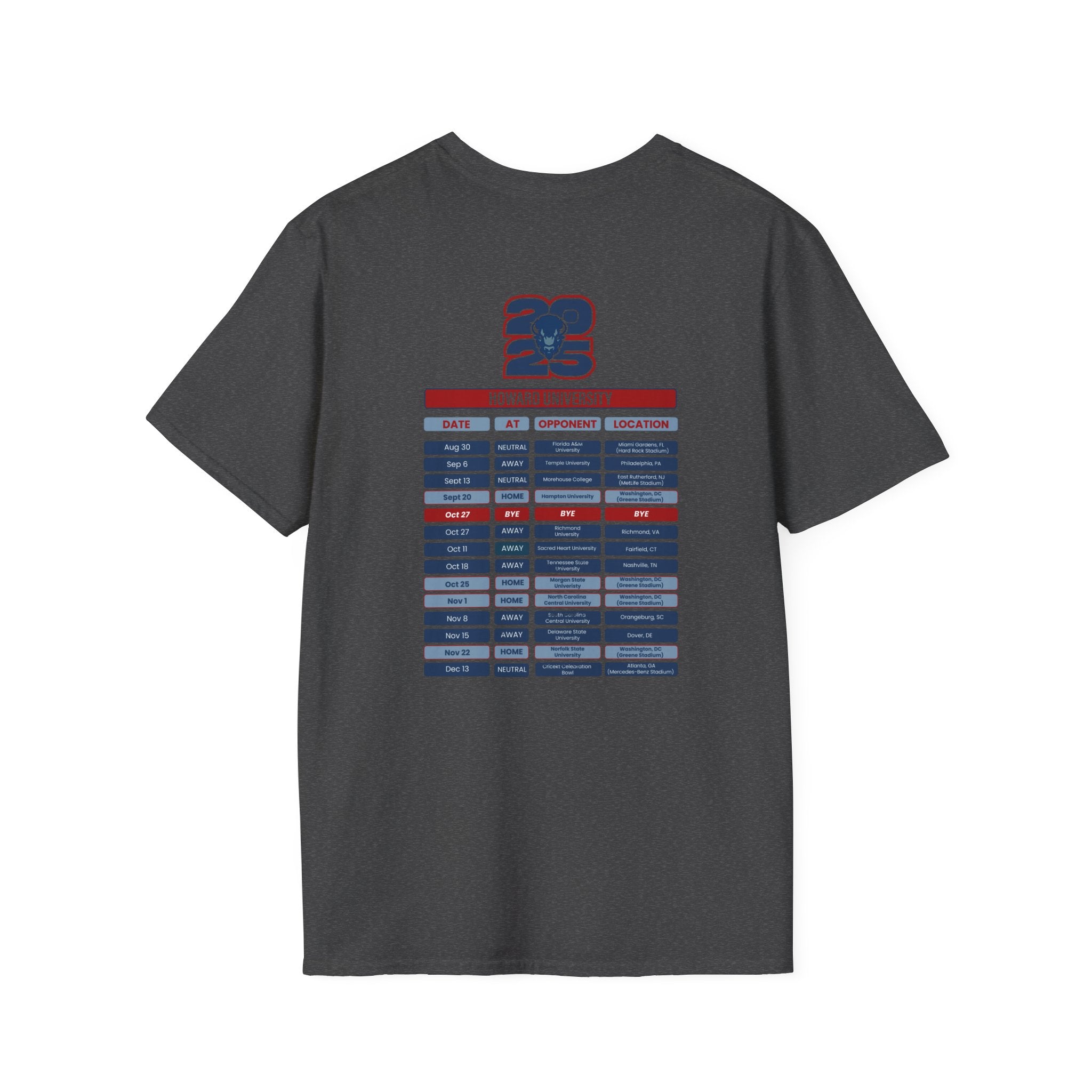 Howard University Schedule T-Shirt- Unisex Softstyle