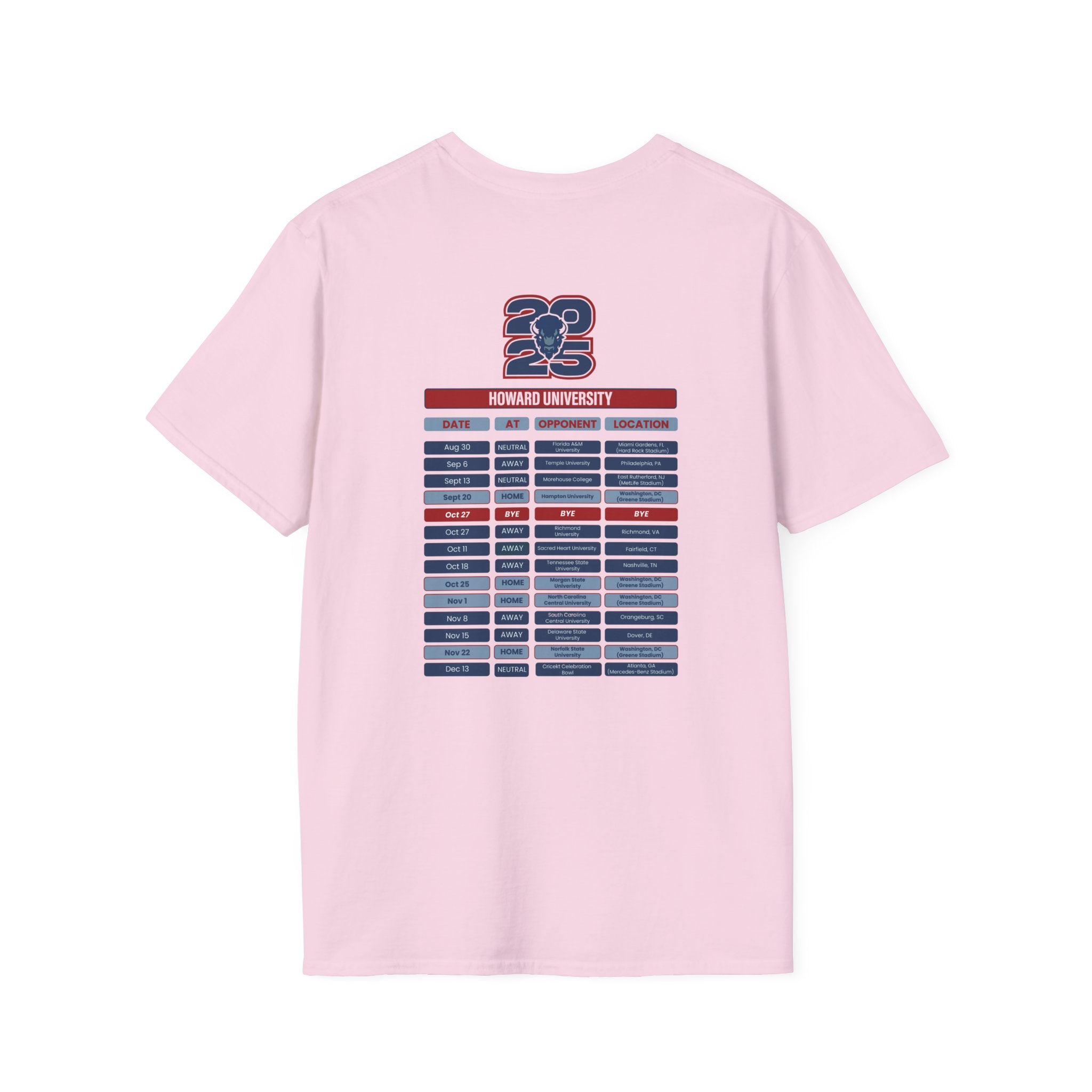Howard University Schedule T-Shirt- Unisex Softstyle