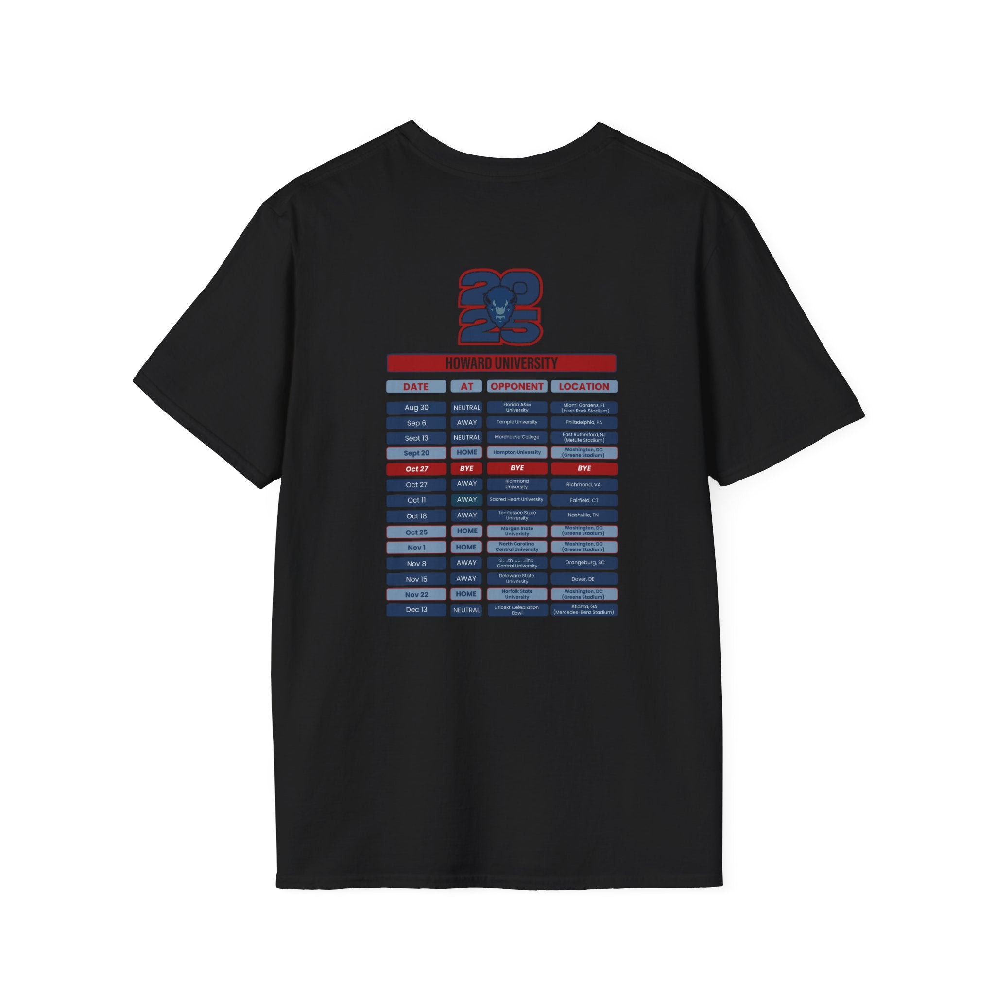 Howard University Schedule T-Shirt- Unisex Softstyle
