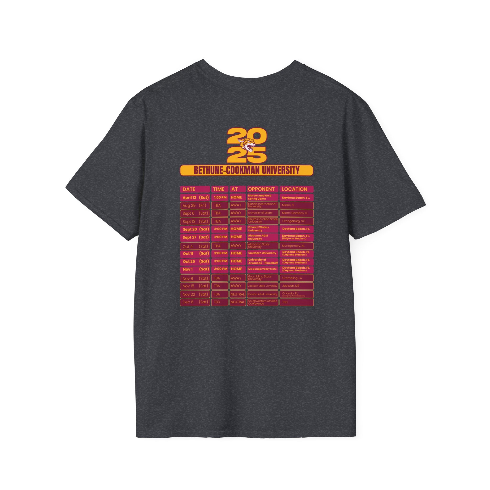 Bethune-Cookman University Schedule T-Shirt- Unisex Softstyle