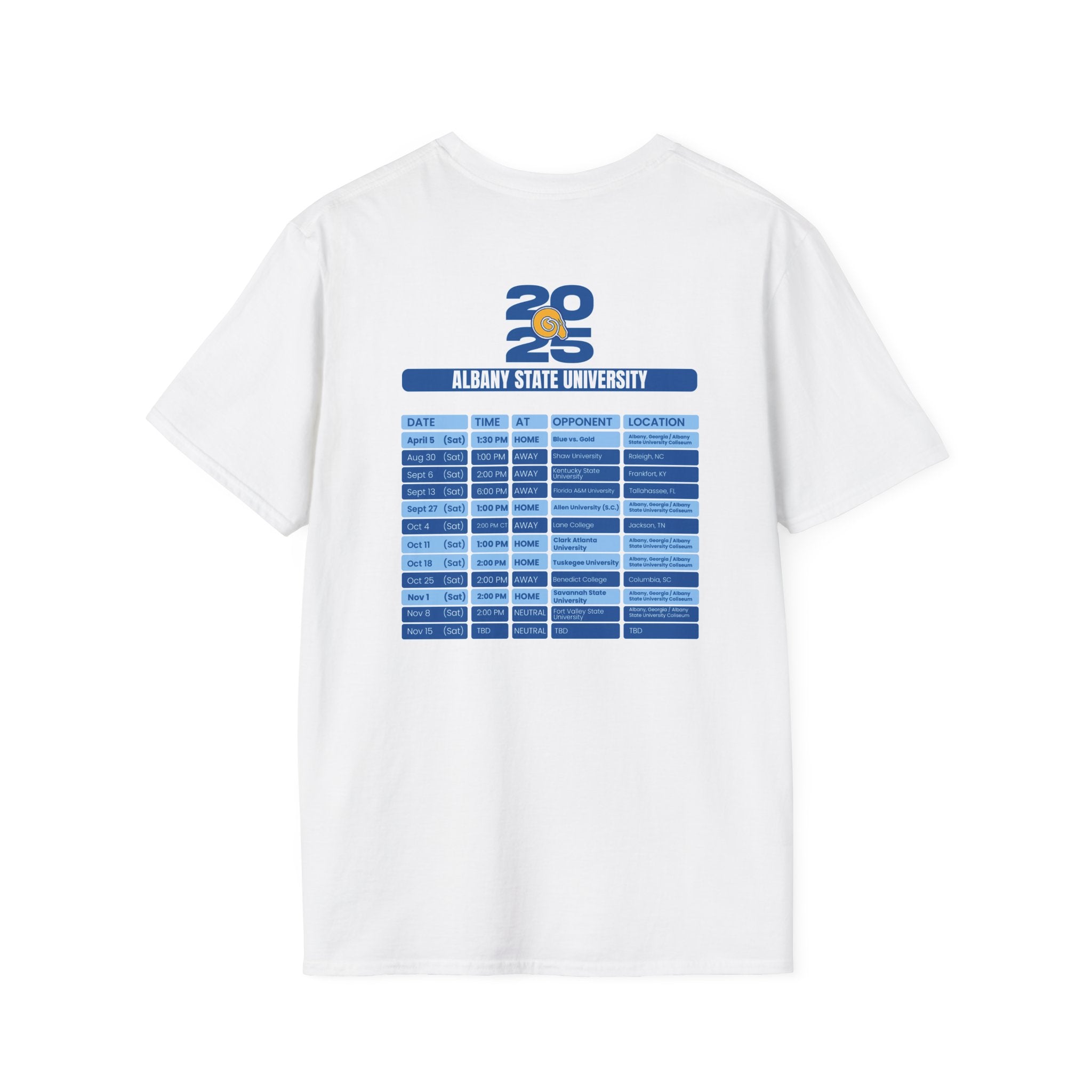 Albany State University Schedule T-Shirt- Unisex Softstyle