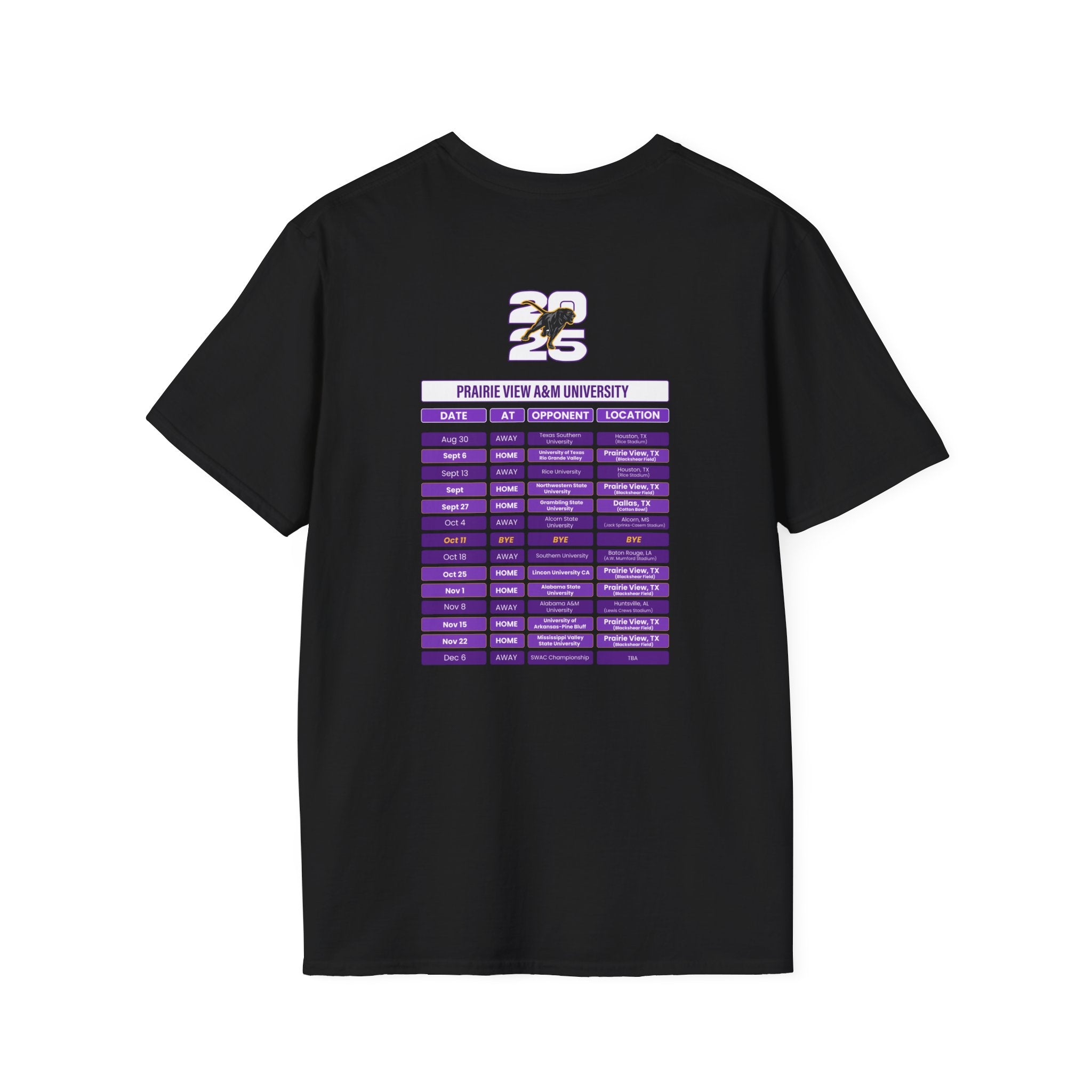 Prairie View A&M University Schedule T-Shirt- Unisex Softstyle
