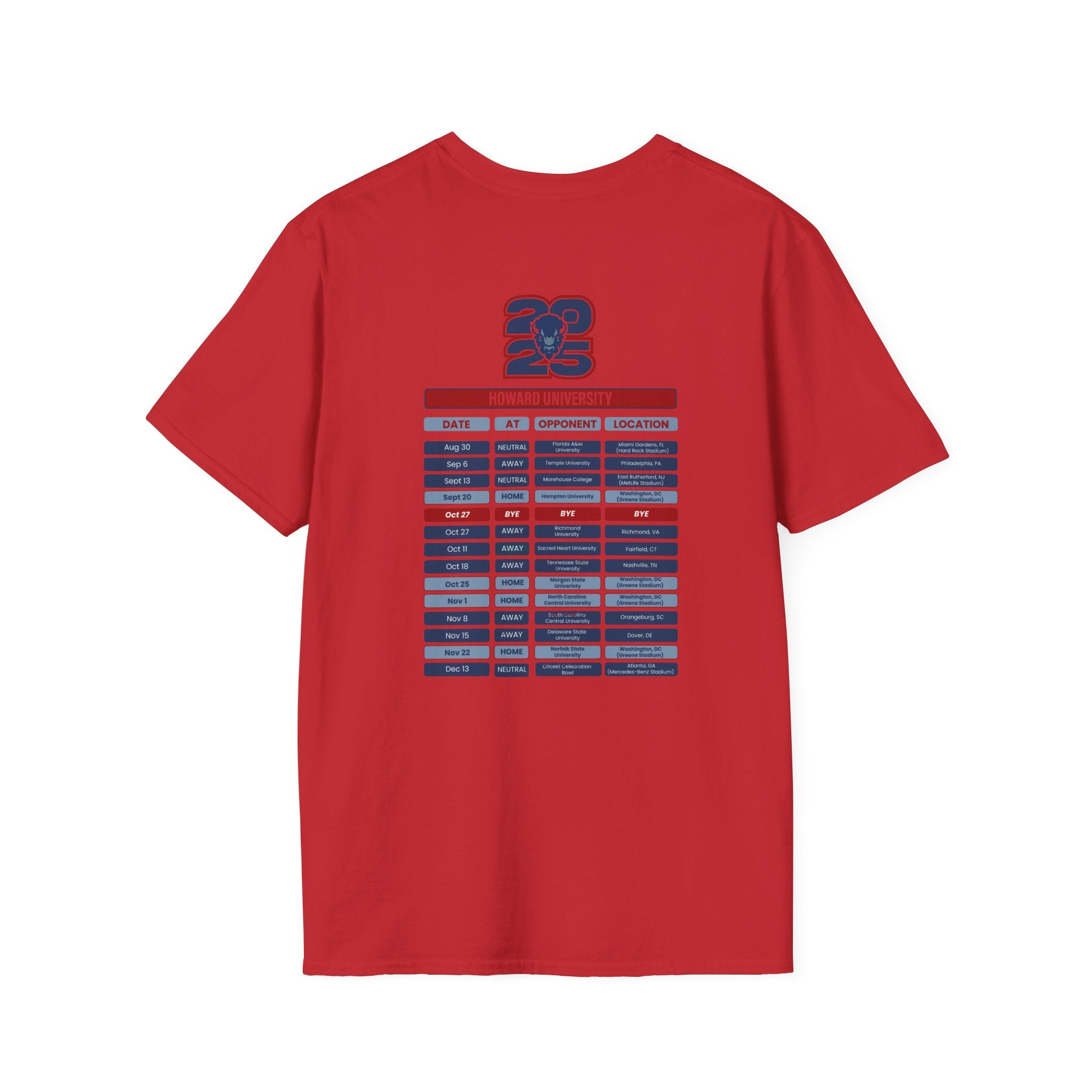 Howard University Schedule T-Shirt- Unisex Softstyle