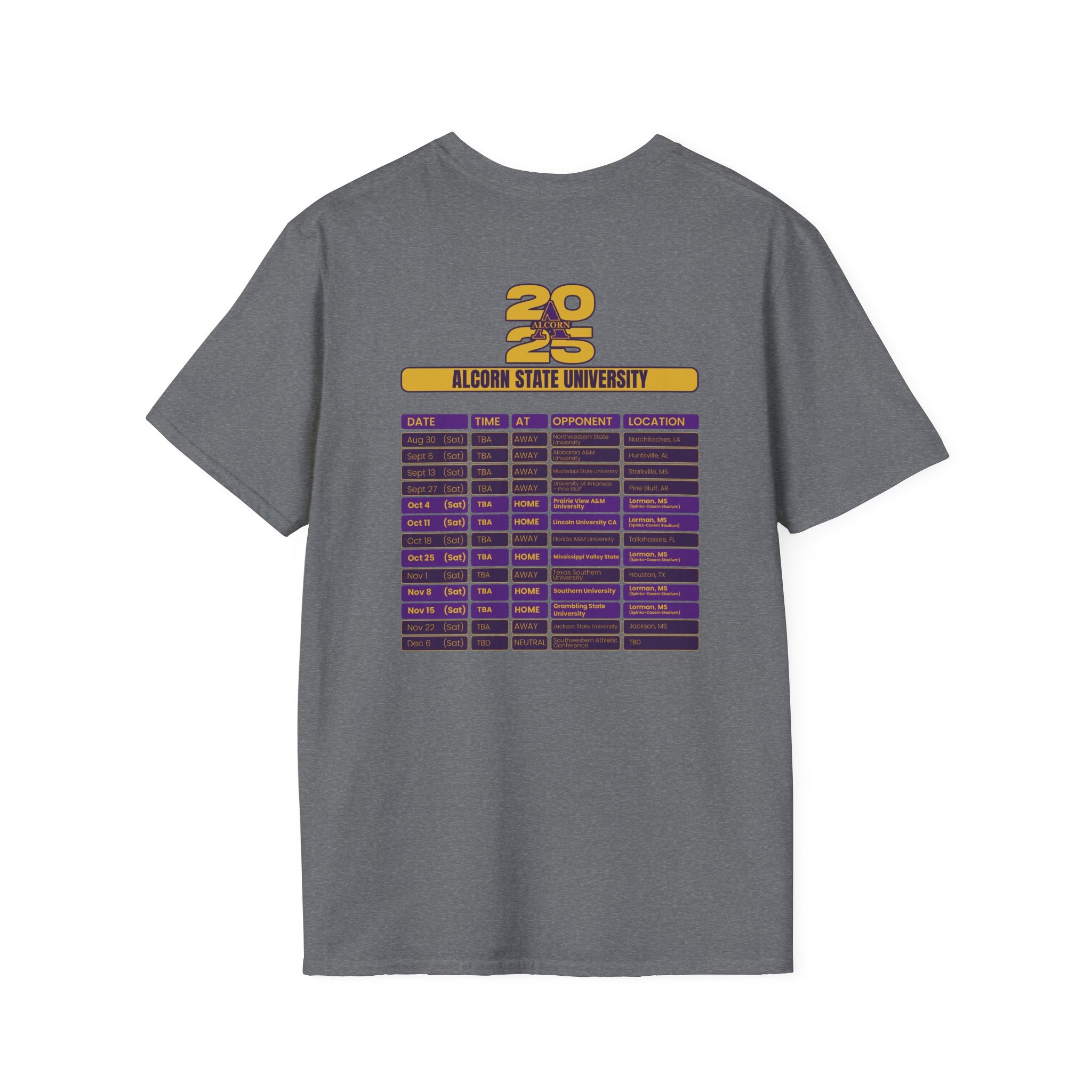 Alcorn State University Schedule T-Shirt- Unisex Softstyle