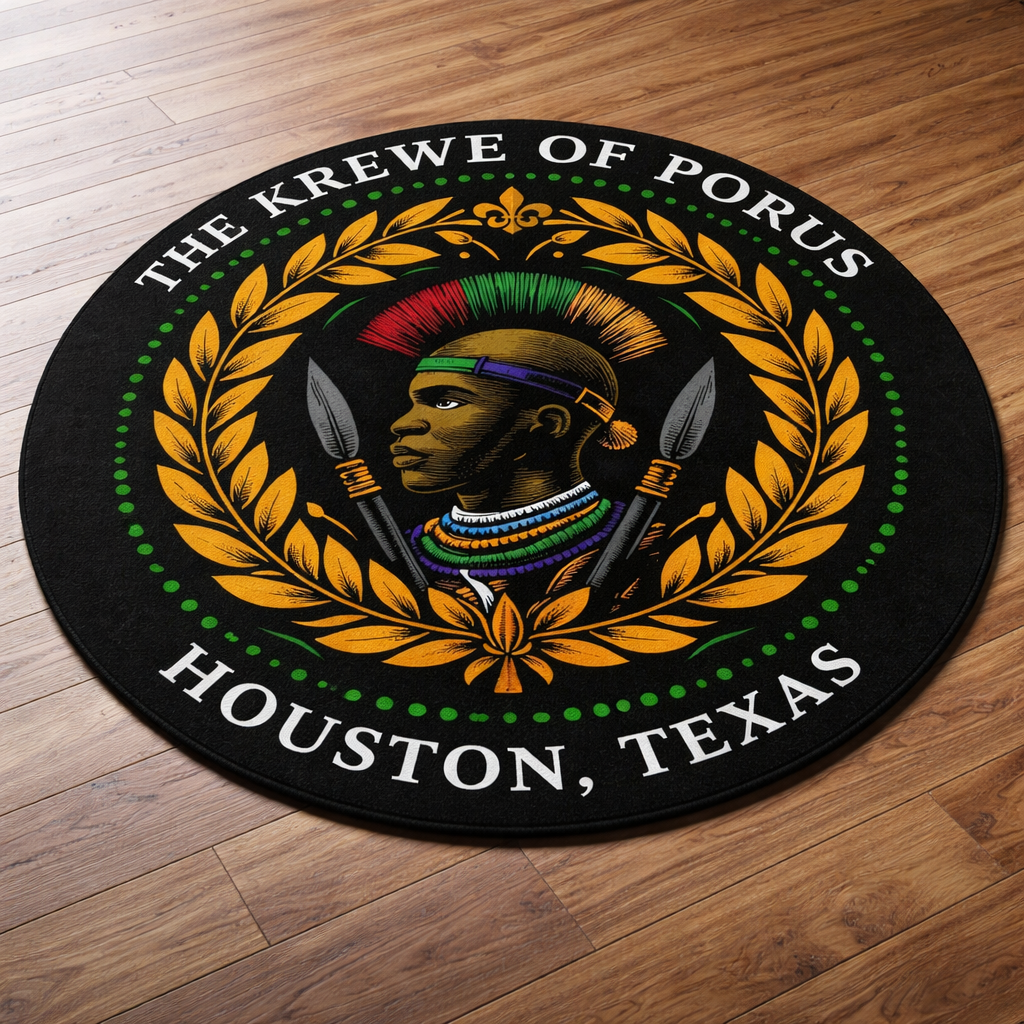 Krewe of Porus - Round Logo Rug | Houston, Texas