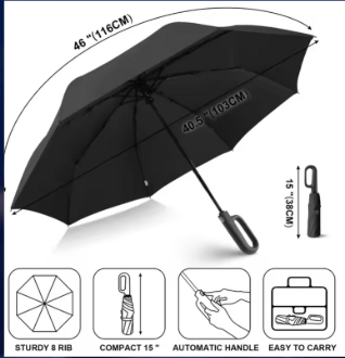 HBCUonly Umbrellas - Inverted Umbrella - Medium, Compact Reverse With Reflective Stripe