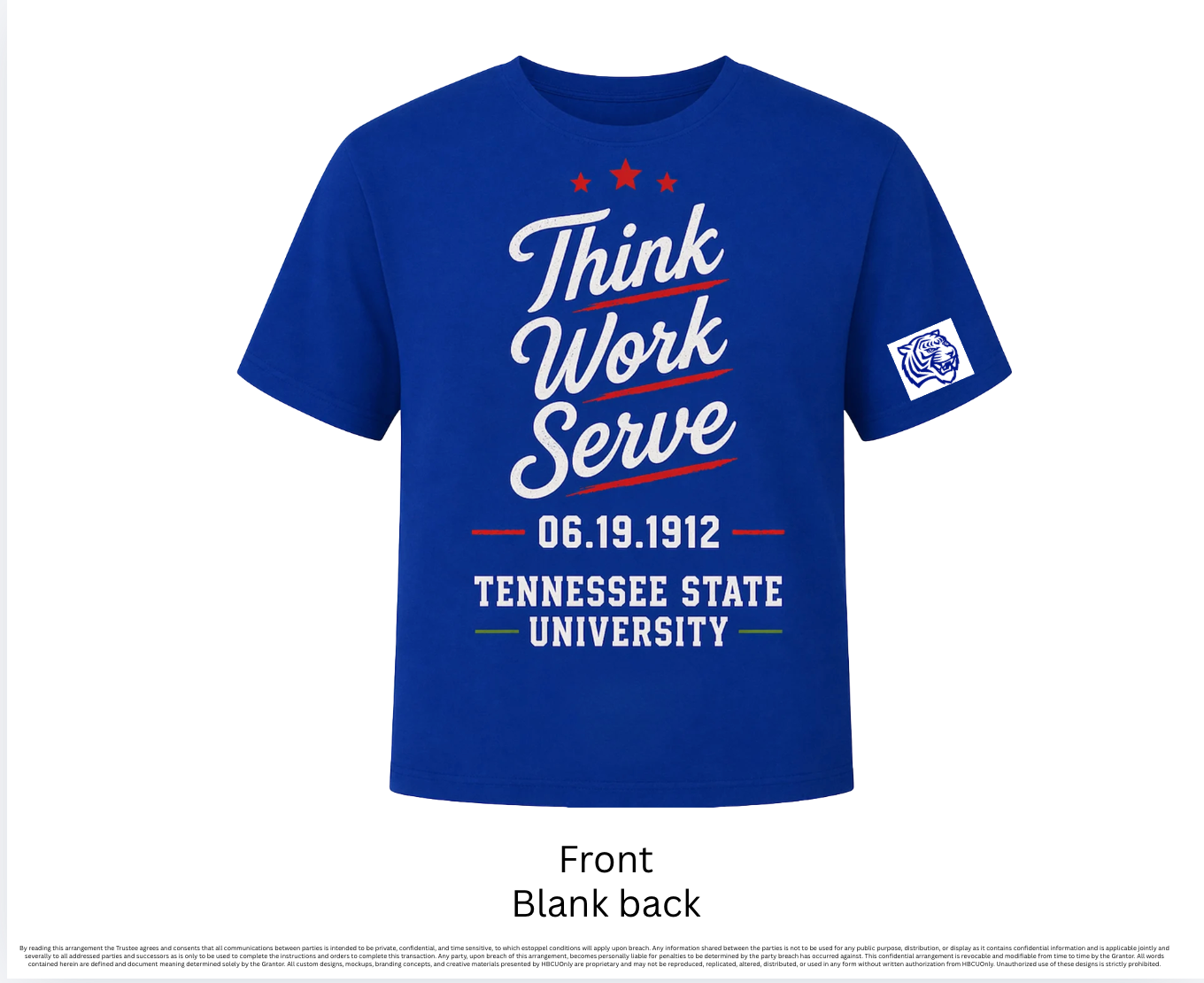 TSU - Juneteenth "Think. Work. Serve." T-Shirt